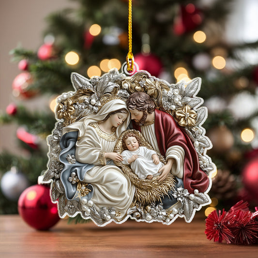 Glänzendes 2D-Ornament aus Acryl – Weihnachtssegen mit der Geburt Christi