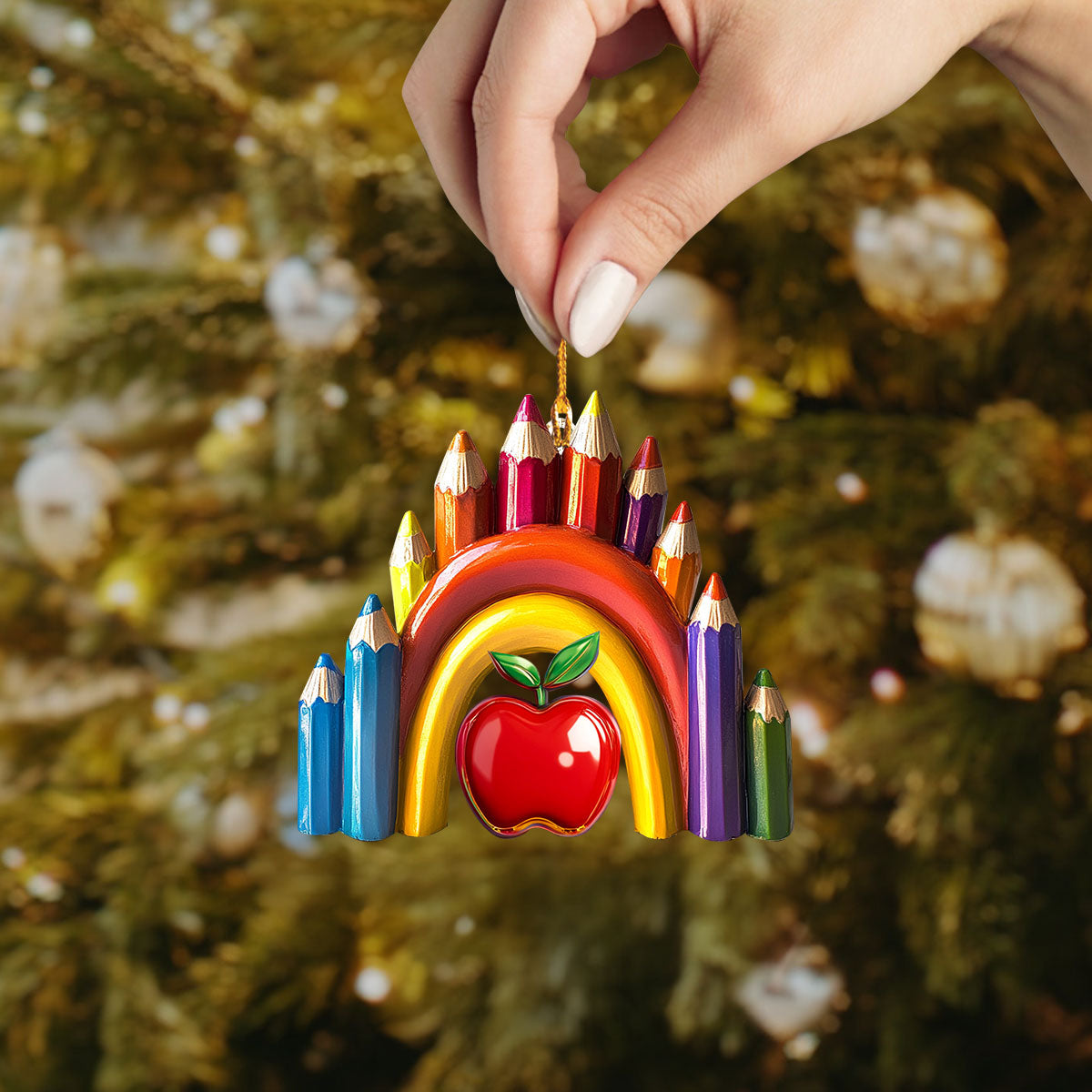 Shineful 2D Acrylic Ornament - Teacher's Rainbow Bloom