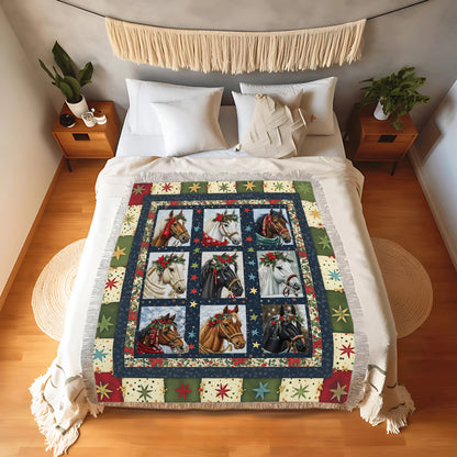 Shineful Woven Tapestry Throw Blanket Starlit Horse Holiday