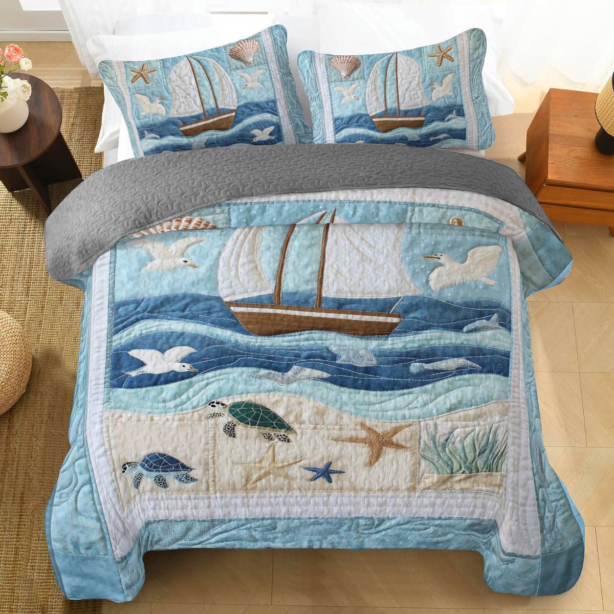 Shineful All Season Quilt 3-Piece Set Ocean Breeze