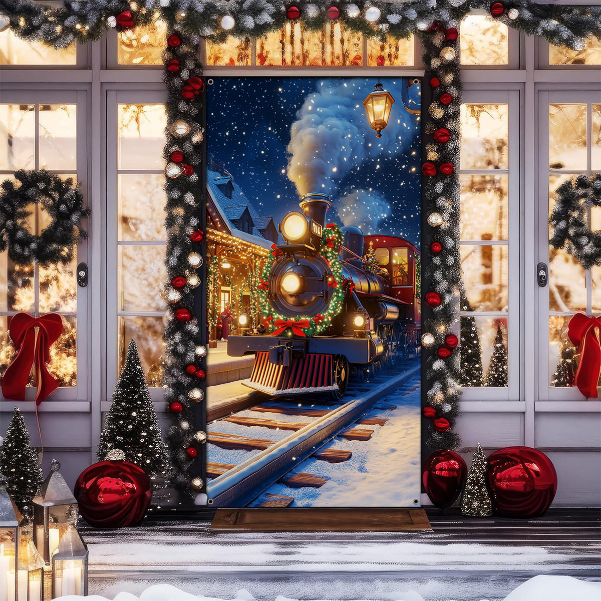 Shineful Door Cover - Christmas Night Train