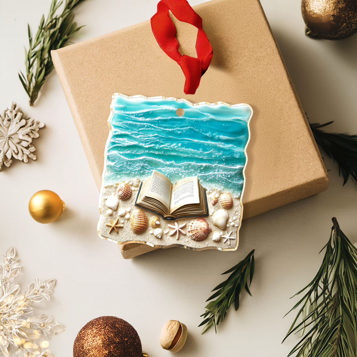 Shineful 2D Acrylic Ornament Healing Beachside Reading Escape