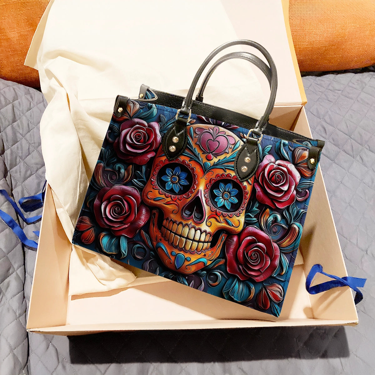 Shineful Leather Bag Vivid Skull and Roses