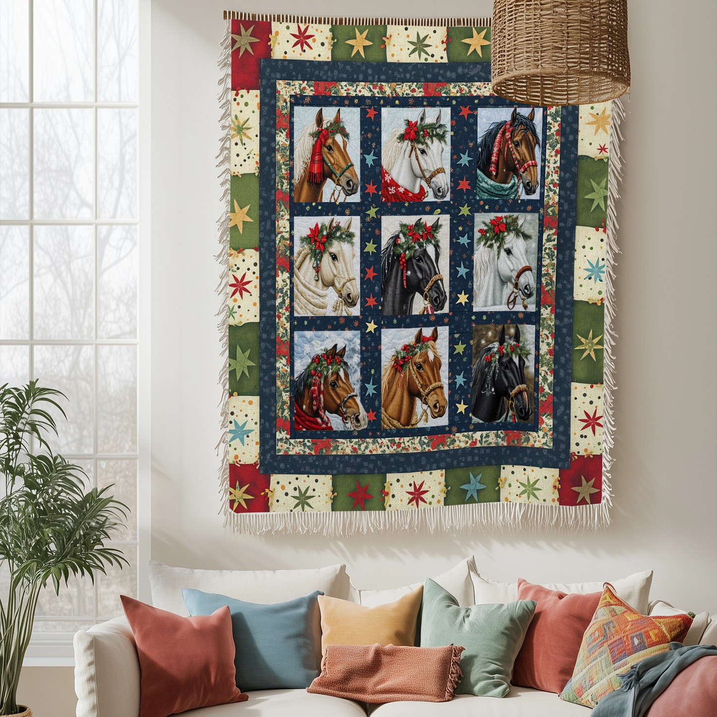 Shineful Woven Tapestry Throw Blanket Starlit Horse Holiday