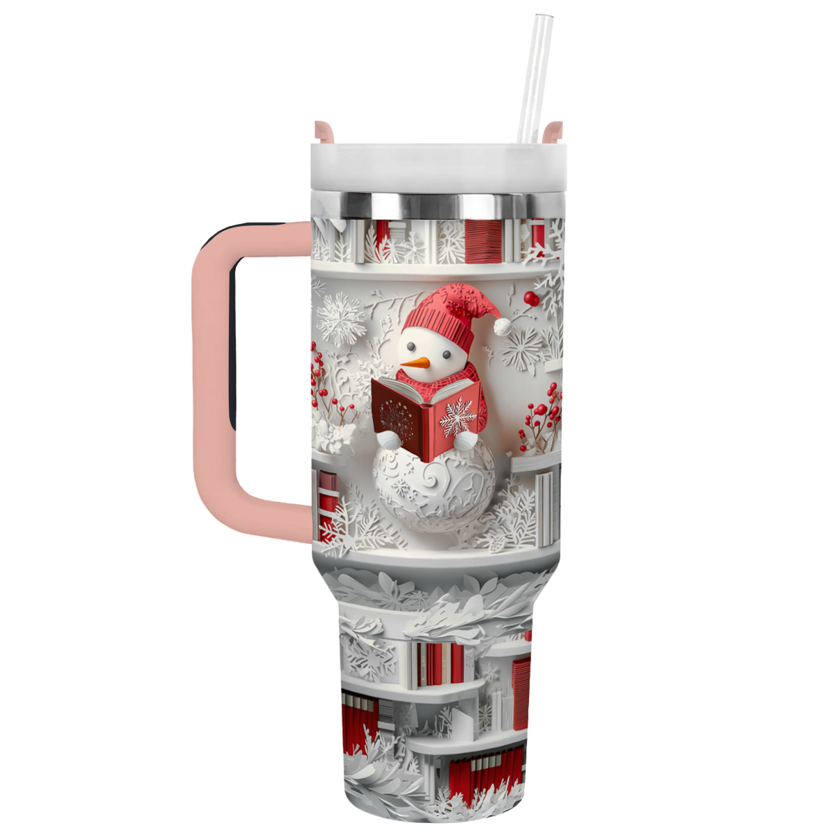 Shineful Tumbler Whimsical Snowman Book Lover