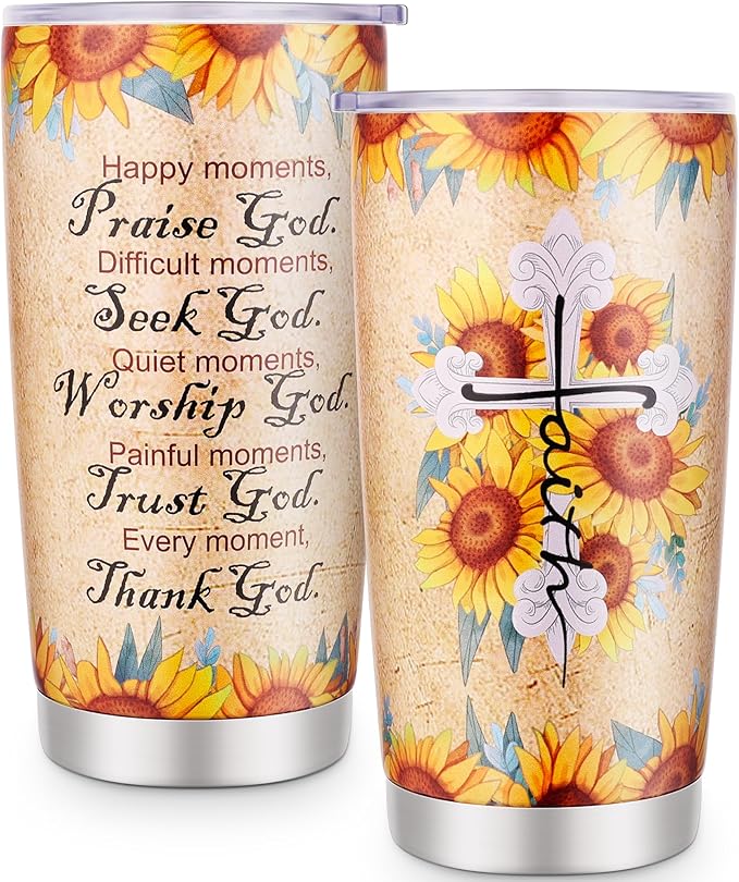 Shineful 20oz Tumbler Faith Christian Inspirational Sunflower