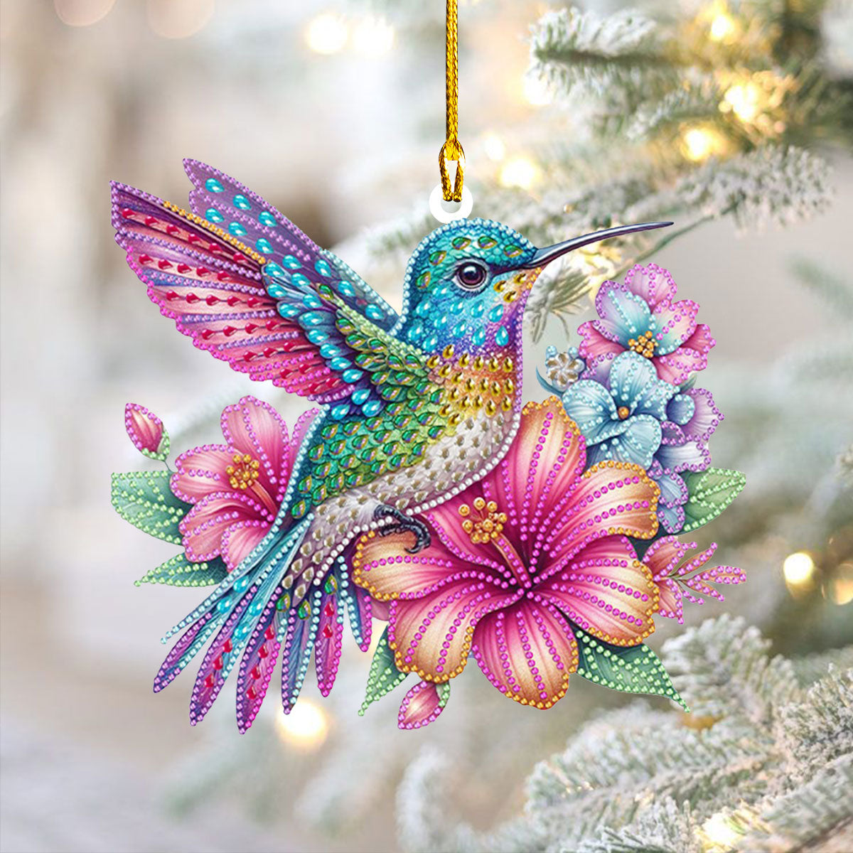 Glänzendes 2D-Acryl-Ornament – ​​Gartenjuwel Kolibri 