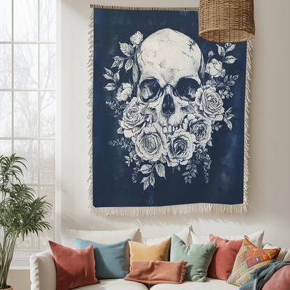 Shineful Woven Tapestry Throw Blanket - Skull Faith Love