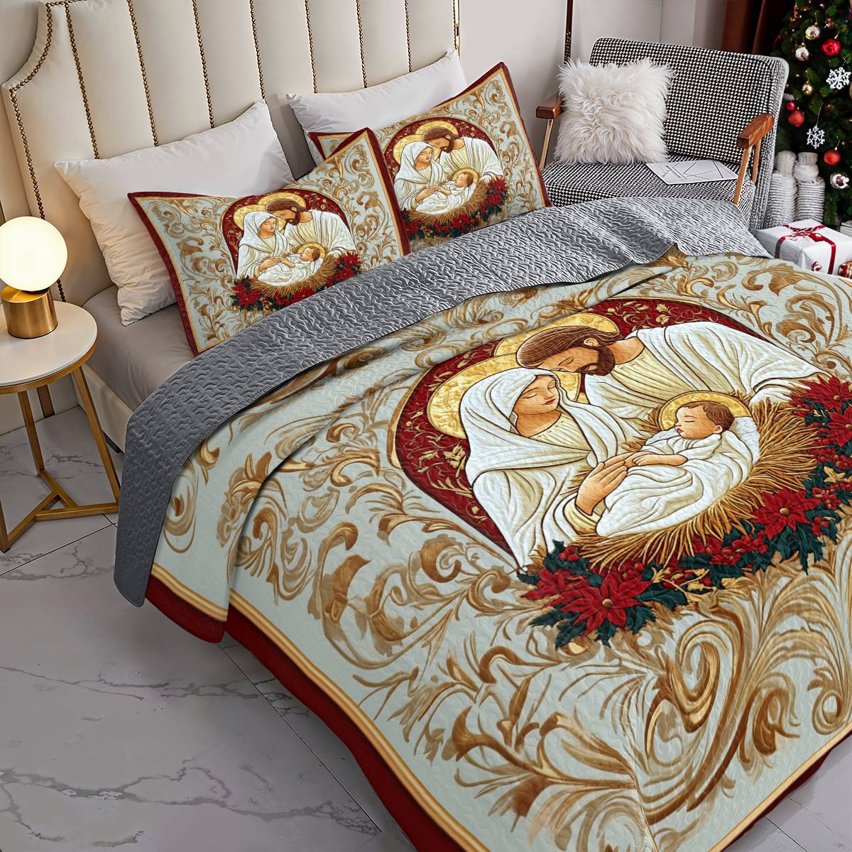 Shineful All Season Quilt 3-Piece Set Respectful Merry Christmas