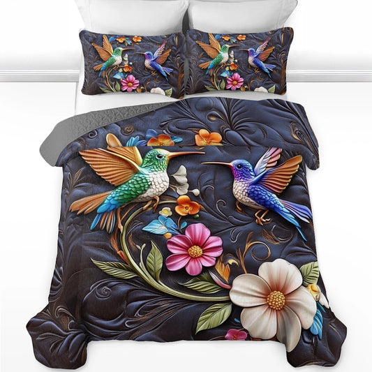 Shineful All Season Quilt 3-Piece Set Hummingbird Dream