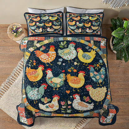 Shineful All Season Quilt 3-Piece Set Chicken Dream