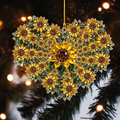 Shineful 2D Acrylic Ornament Sunflower Heart - Radiant Bloom of Love