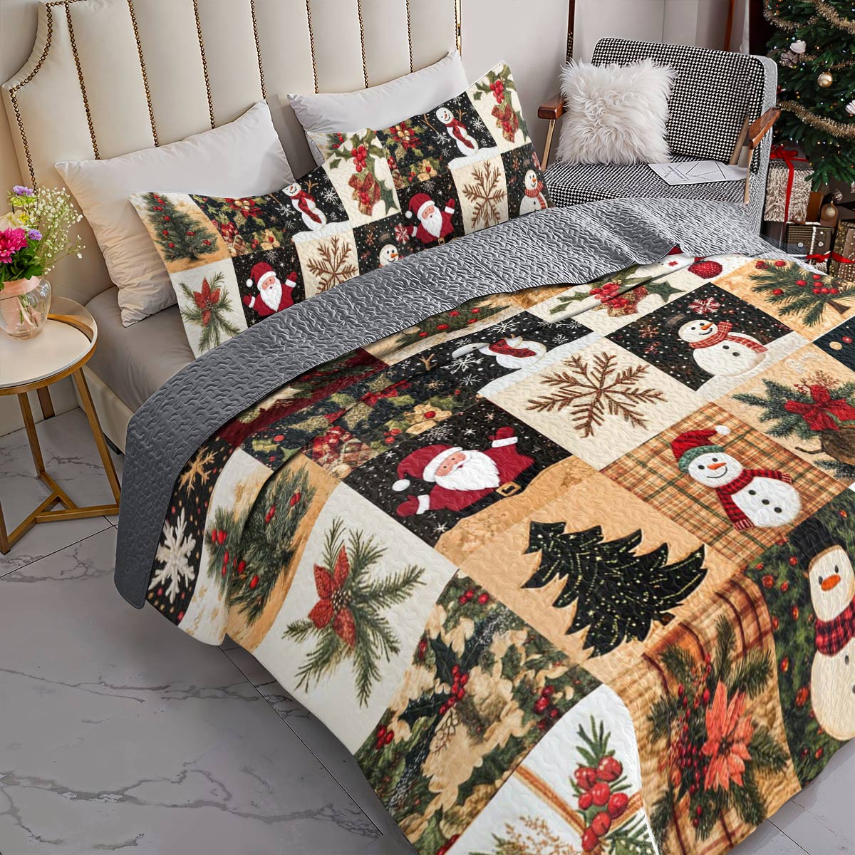 Shineful All Season Quilt 3-Piece Set Homey Christmas