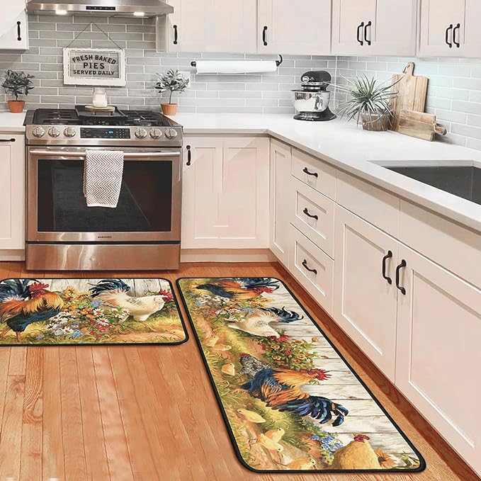 Shineful Rooster Ultra-Thin Non Skid Floor Mat, Kitchen Rugs