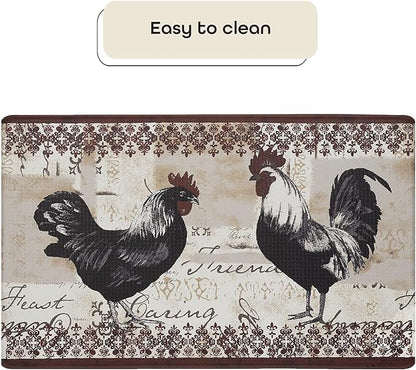 Shineful Rooster 2 Ultra-Thin Non Skid Floor Mat, Kitchen Rugs