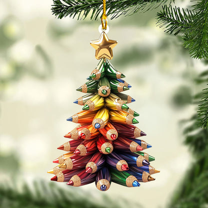 Shineful 2D Acrylic Ornament - Holiday Pencil Tree