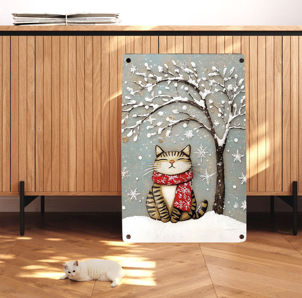 Shineful 2D Metal Sign Winter Cat