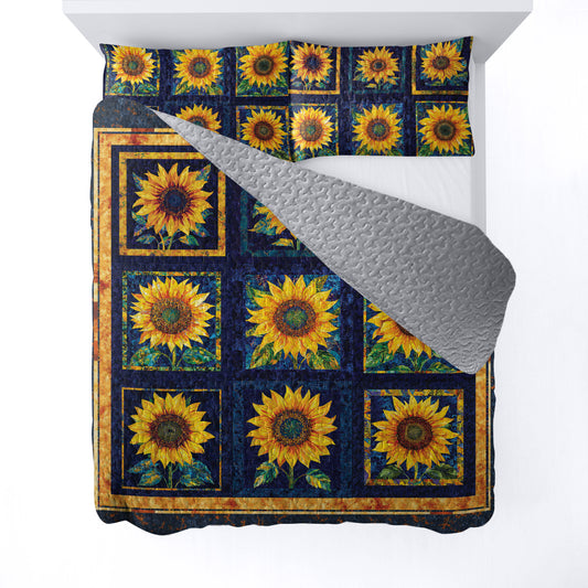 Shineful All Season Quilt 3-Piece Set -  Sunflowers Bloom Brilliantly