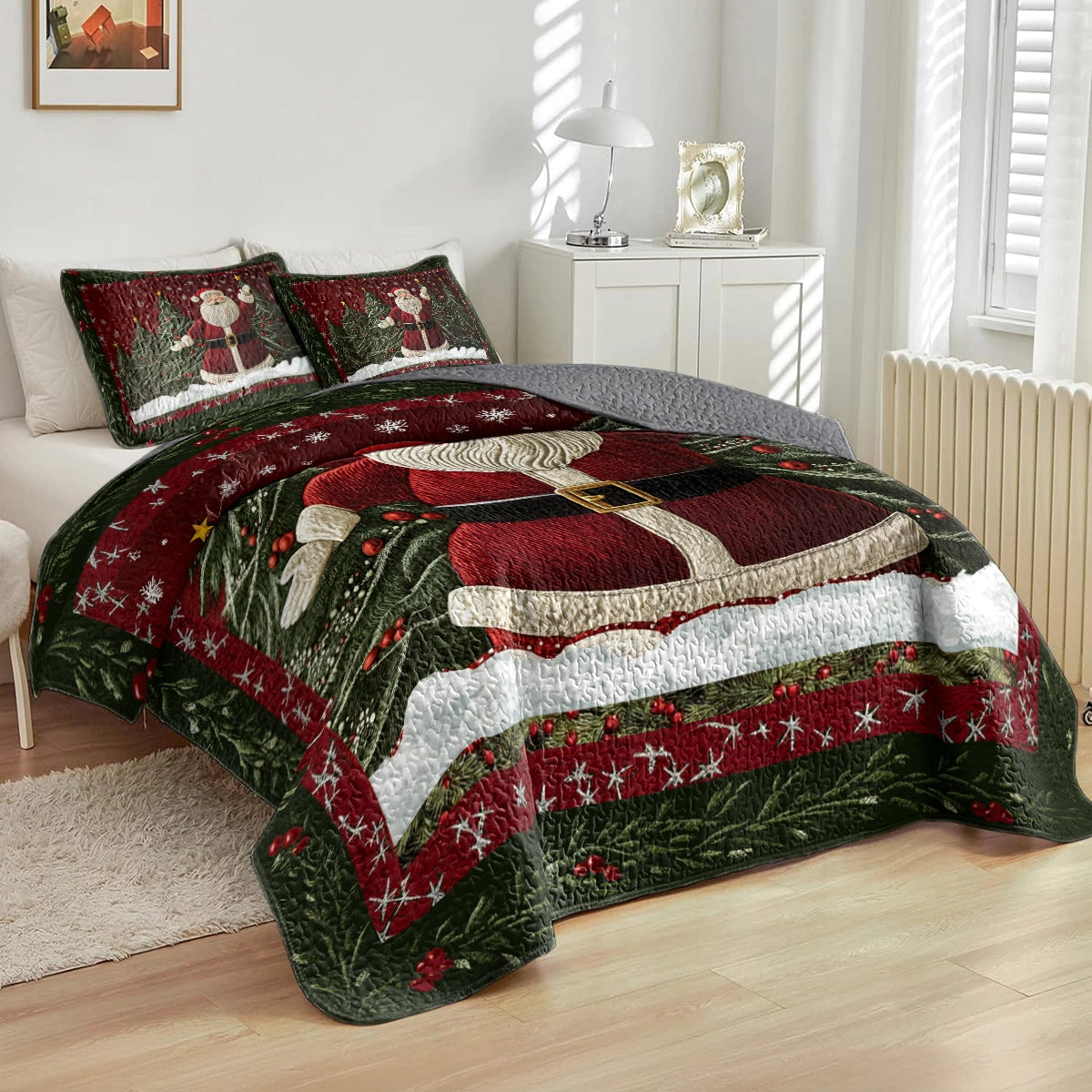 Shineful All Season Quilt 3-Piece Set - Santa's Christmas Wonderland