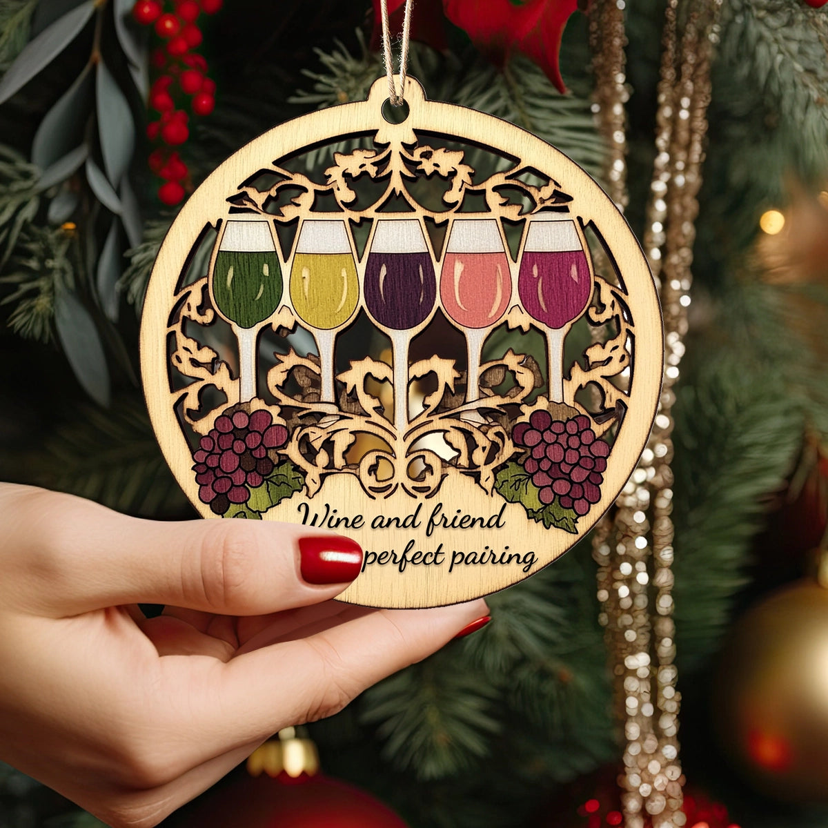 Shineful 2D Acrylic Ornament Perfect Pairing Wine