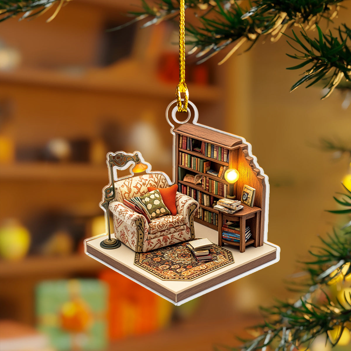 Shineful 2D Acrylic Ornament - Cozy Reading Nook