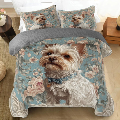 Shineful All Season Quilt 3-Piece Set Royal Yorkie Elegance