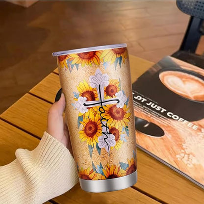 Shineful 20oz Tumbler Faith Christian Inspirational Sunflower