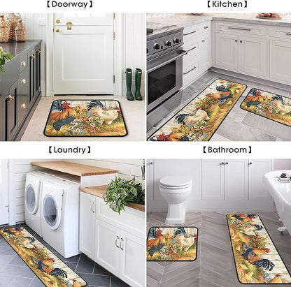 Shineful Rooster Ultra-Thin Non Skid Floor Mat, Kitchen Rugs