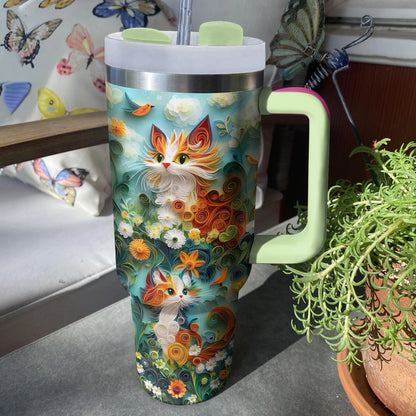 Glänzender Becher „Whimsical Quill Cat“