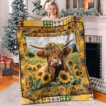 Shineful Fleece Blanket Rustic Highland Cow Farm Quilt