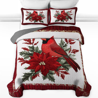 Shineful All Season Quilt 3-Piece Set Gentle Cardinal