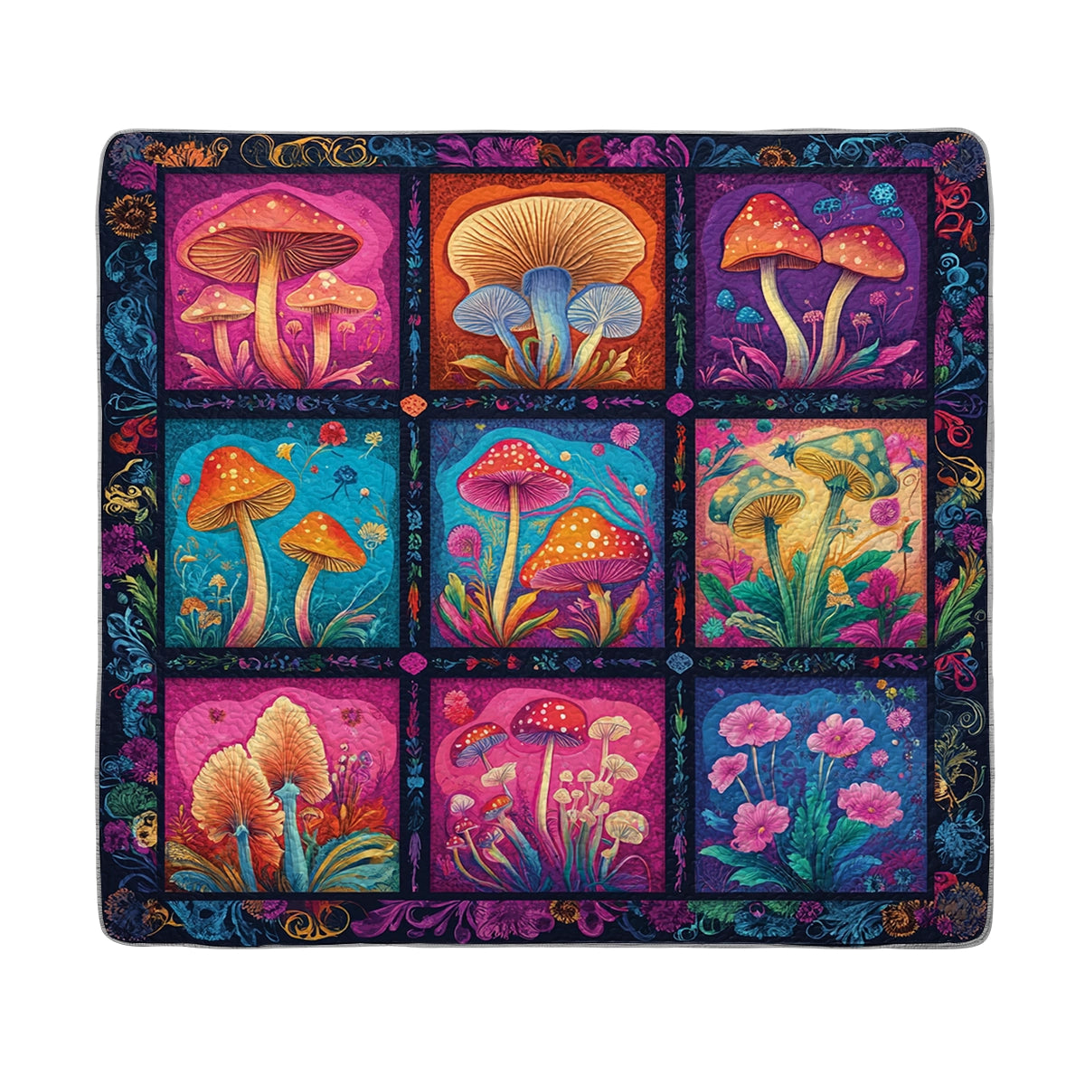 Shineful All Season Quilt 3-Piece Set Hippie Mystic Mushroom Dream