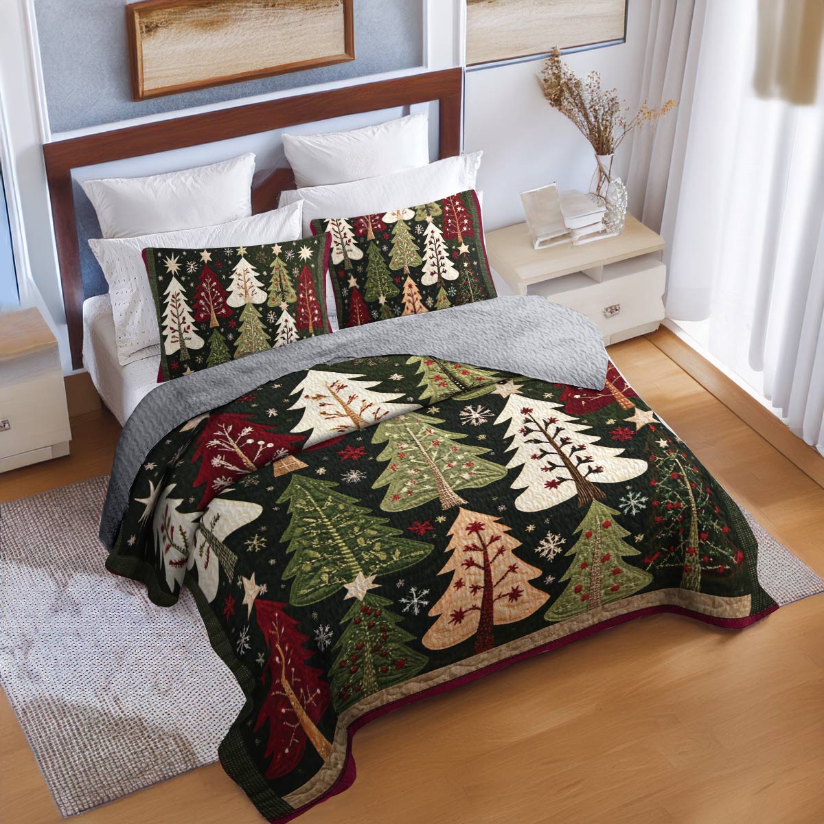 Shineful All Season Quilt 3-Piece Set Winter Woods