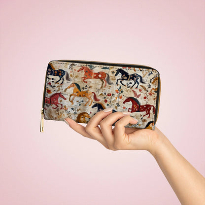 Pochette en cuir brillant avec dragonne et anse Wild Gallop