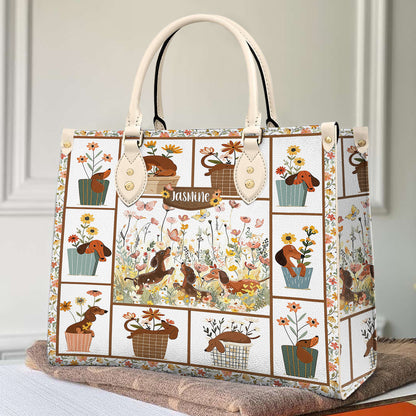 Shineful Leather Bag Flowers Dachshunds