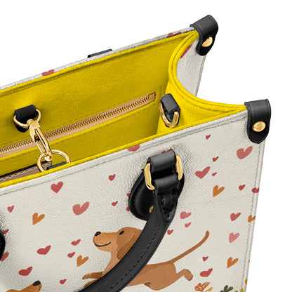 Shineful Leather Bag Floral Dachshund With Heart