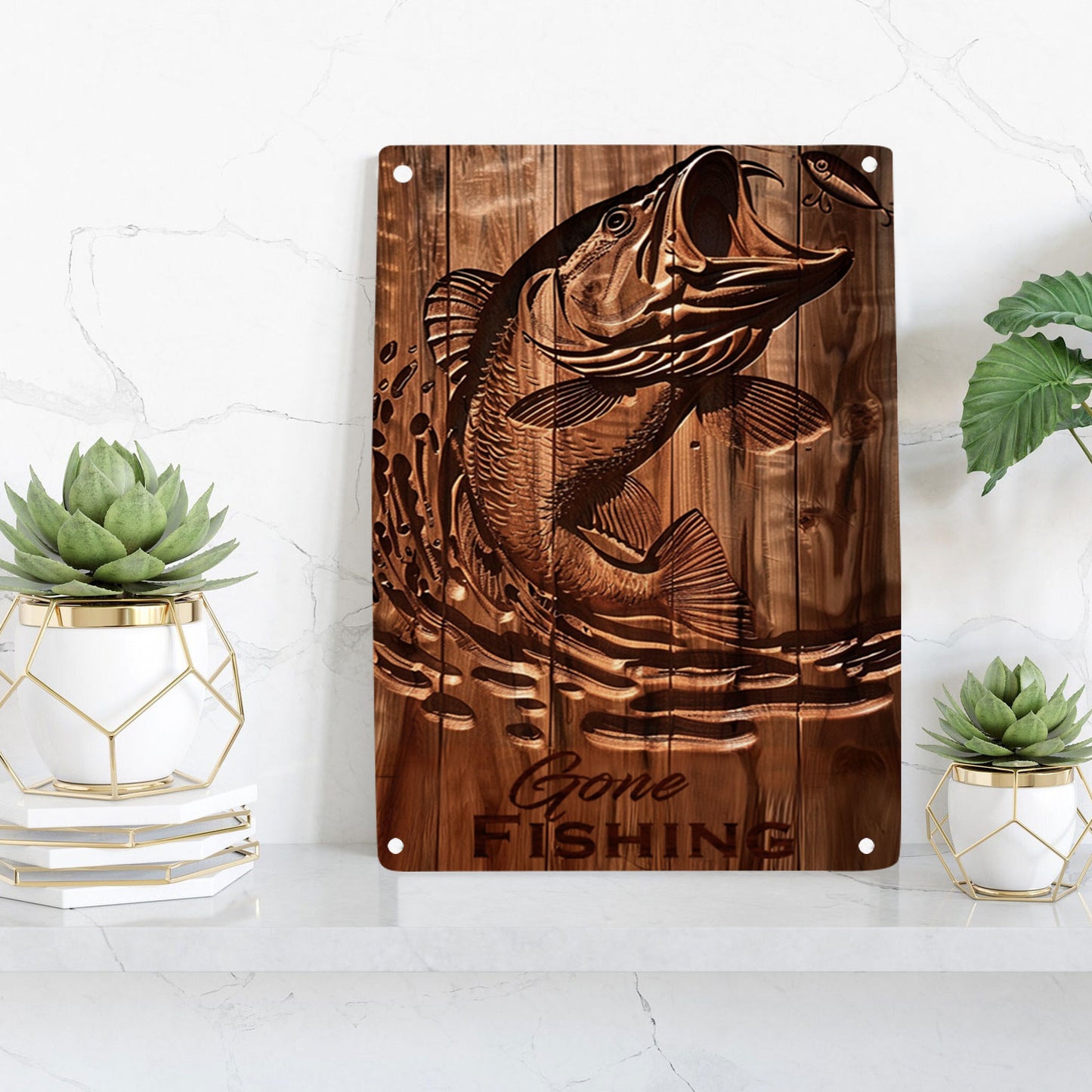 Shineful 2D Flat Print Metal Sign Stunning Largemouth Bass