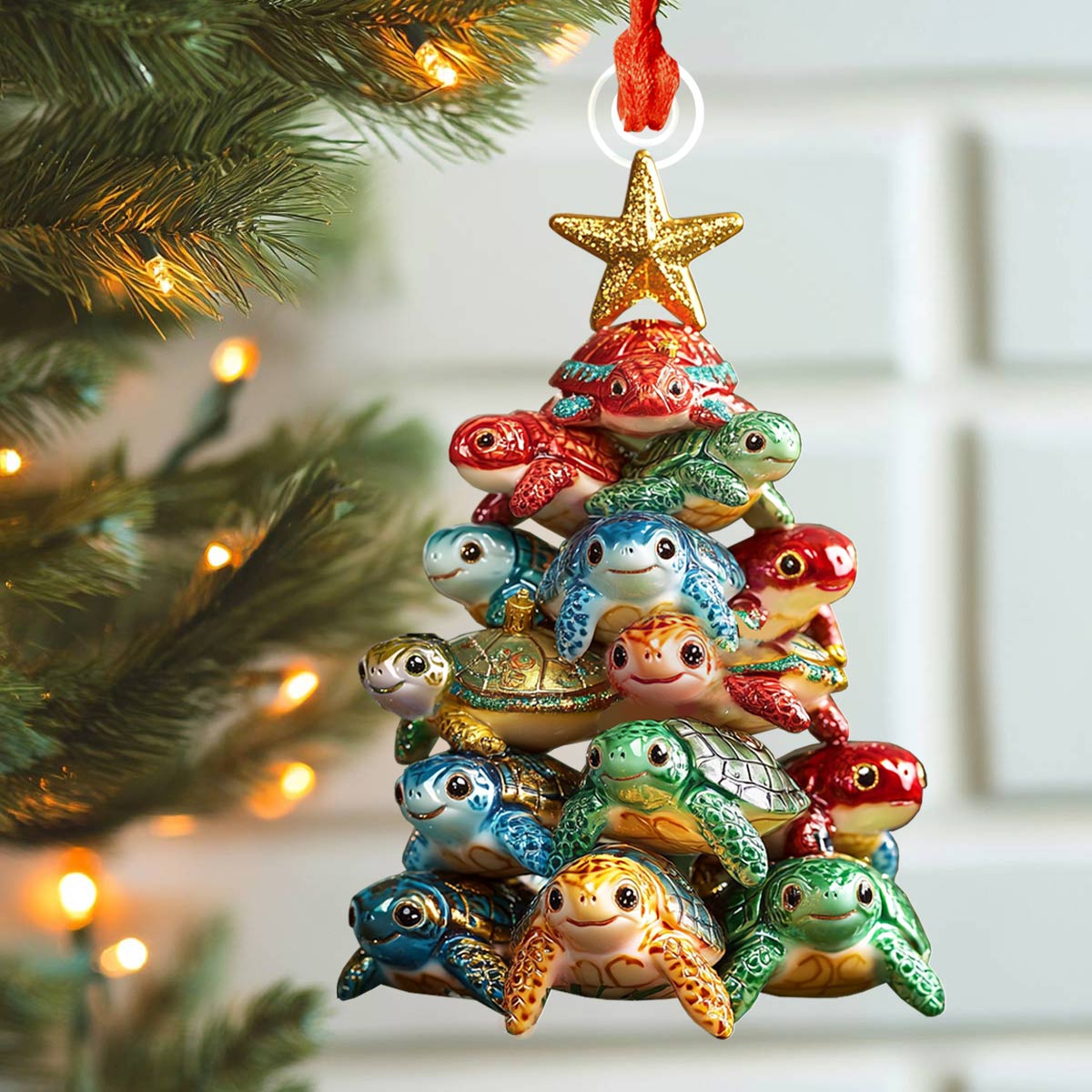 Shineful 2D Acrylic Ornament Christmas Sea Turtle