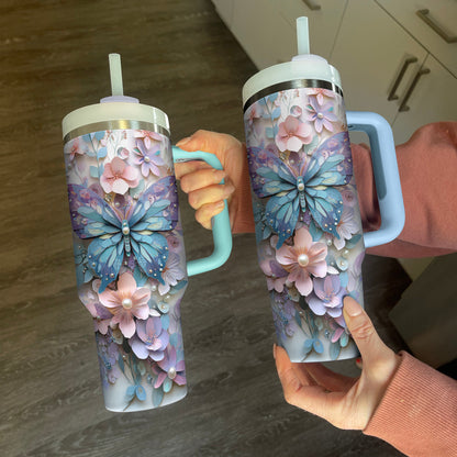 Shineful Tumbler Butterfly Floral Insulated