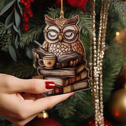 Shineful 2D Acrylic Ornament Wise Winter Reads Owl