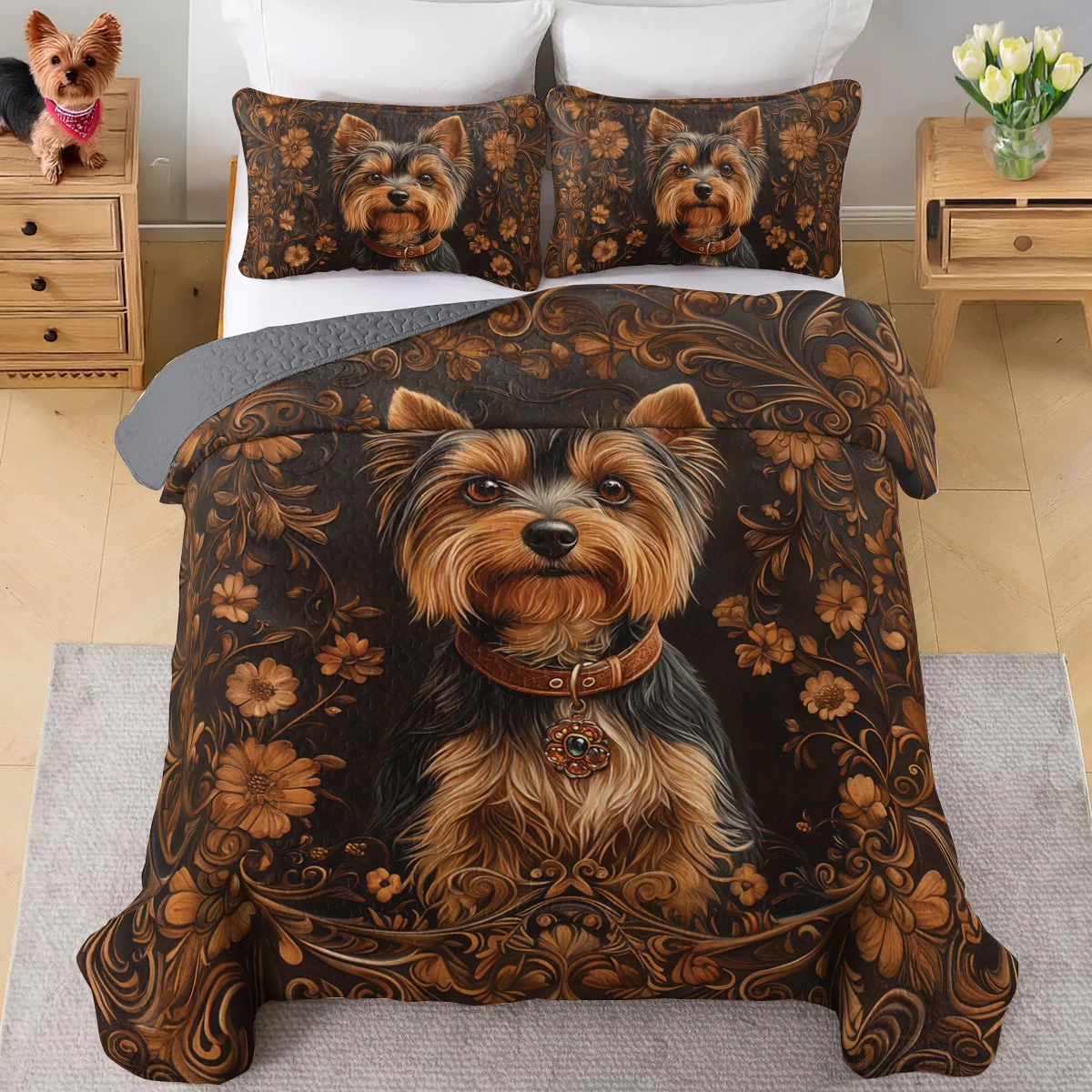 Shineful All Season Quilt 3-Piece Set Timeless Yorkie Charm