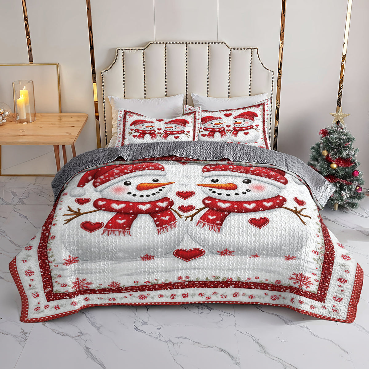 Shineful All Season Quilt 3-Piece Set Frosty Love