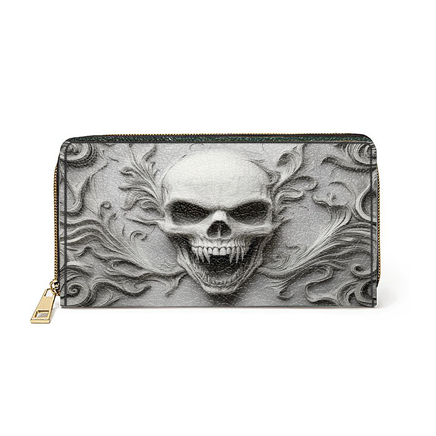 Shineful Leather Clutch Purse With Wristlet Strap Handle Skull Eternal Shadow