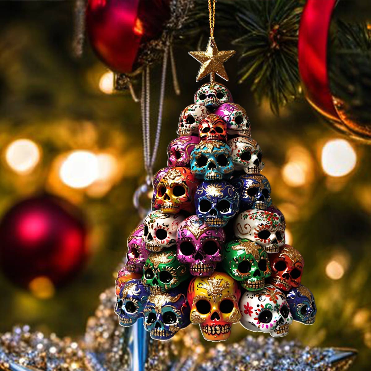 Shineful 2D Acrylic Ornament Gorgeous Skulls Christmas Tree Lovely