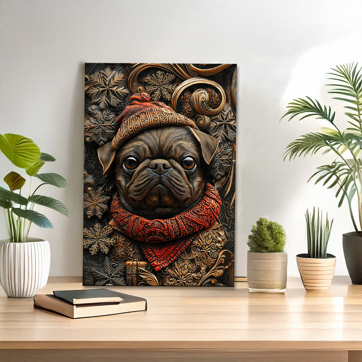 Shineful 2D Metal Sign Winter Christmas Pug