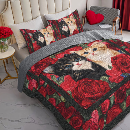 Shineful All Season Quilt 3-teiliges Set Cat Purrfect Rose Companions