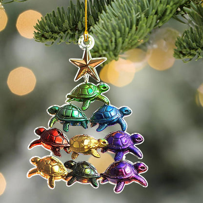 Shineful 2D Acrylic Ornament Turtle Christmas Tree