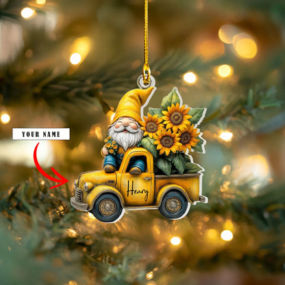 Shineful Acrylic Ornament Personalized Gnome Sunflower Truck