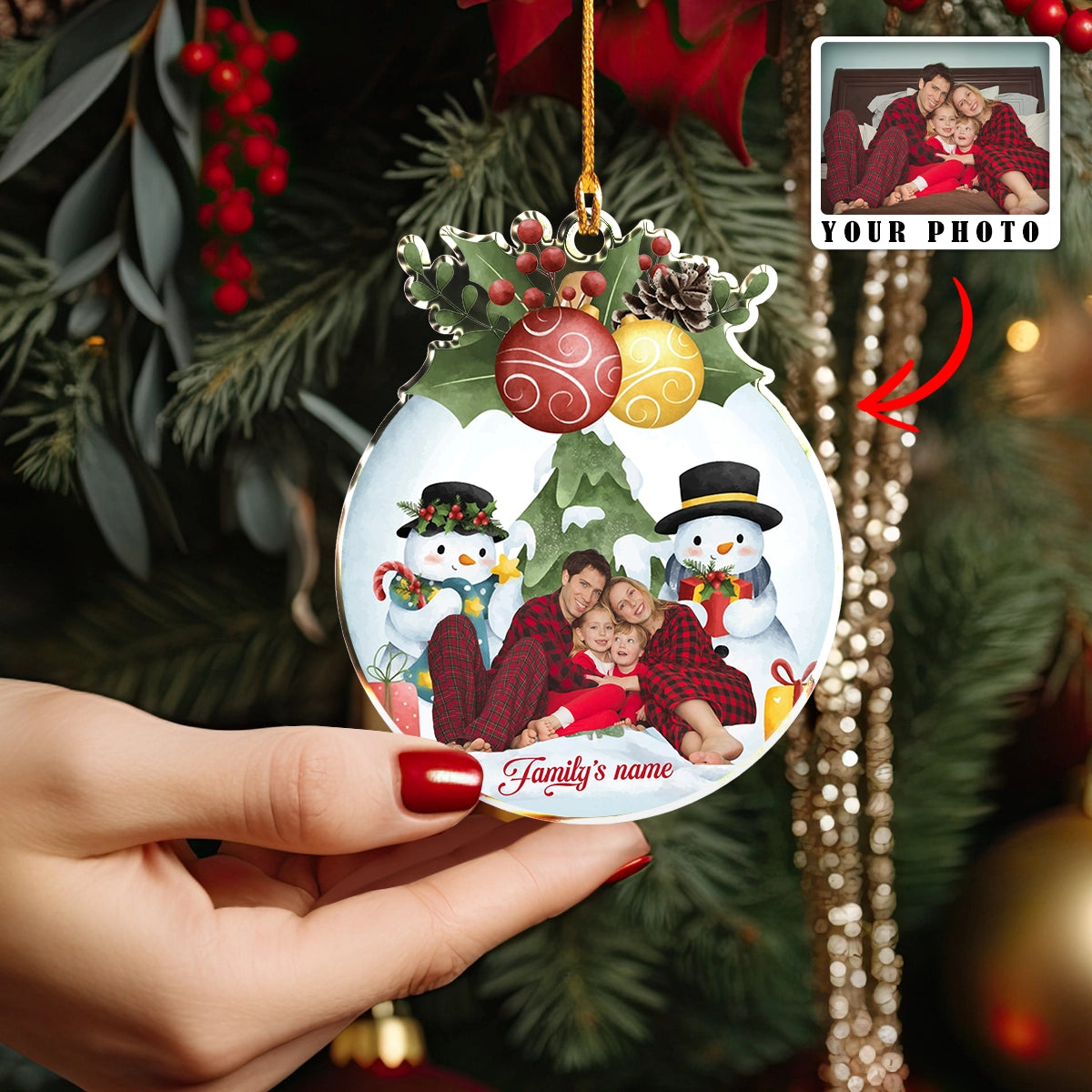 Shineful Acrylic Ornament Custom Photo Frosty Family Christmas