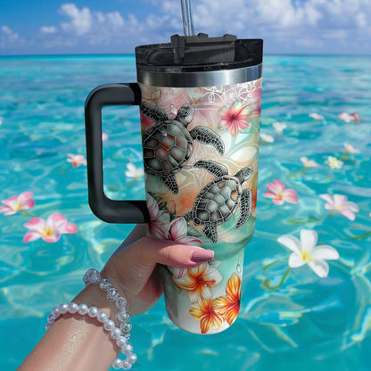 Shineful Tumbler Hibiscus Sea Turtles